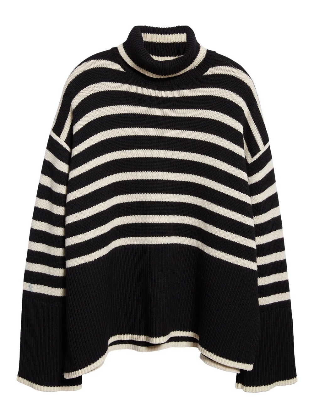 ✨TOTEME Striped Black and Cream Turtleneck Sweater